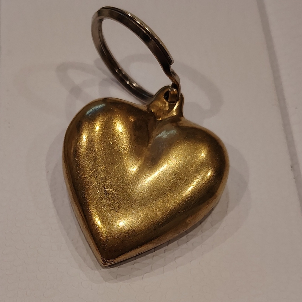 Brass Keychain Heart  Vintage Key Holder Purse Charm Key Fob